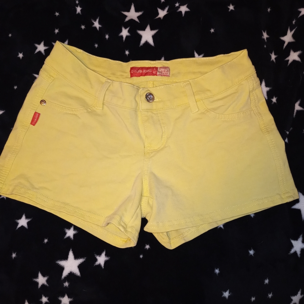Women's yellow stretchy shorts